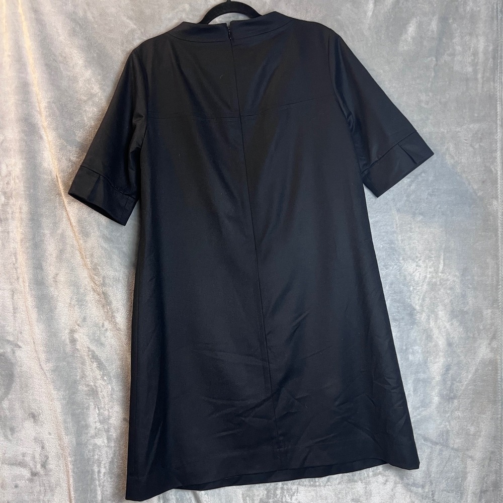 J.Crew Dress Black 100% Wool Shift Pockets Size 14 Career Office Classy - Picture 7 of 10